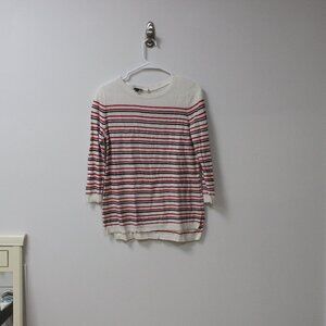 Talbot's- Sweater- White, Red, Blue Stripes- Size Mp